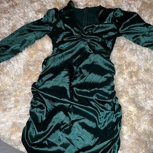 Green knee length dress